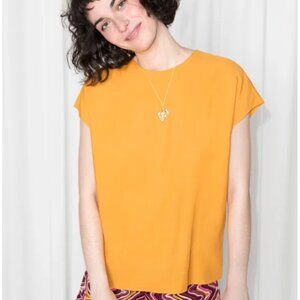& Other Stories Women's 0 Golden Yellow Blouse Viscose Top Flowy Loose‎ Fit